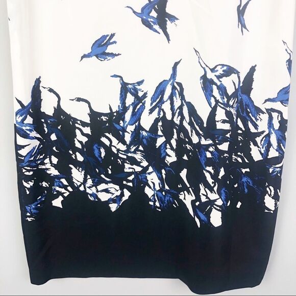 TIBI | Silk Bird Print Sleeveless Shift Dress Sz 0 - Picture 4 of 10
